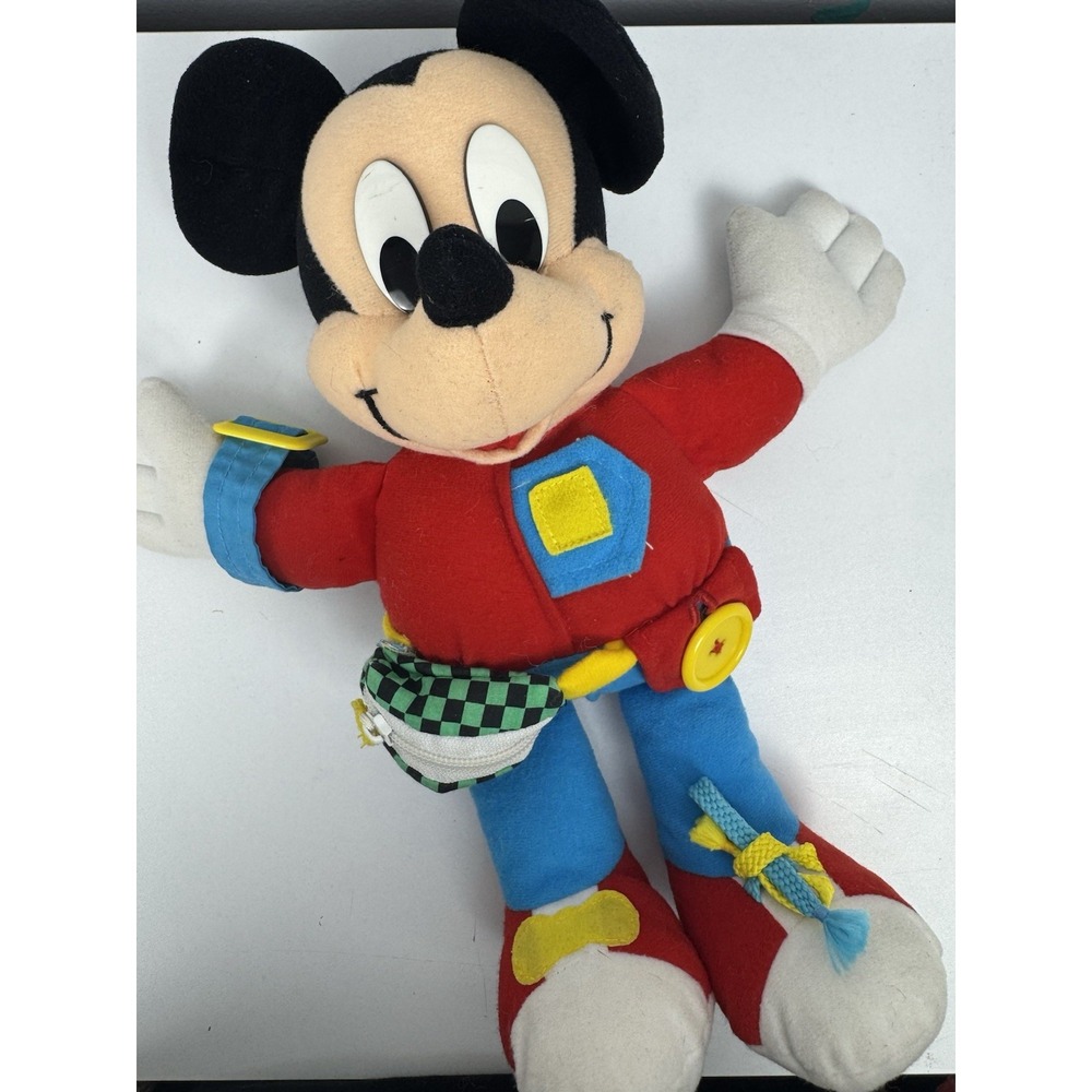 Vtg 90s Disney Mickey Mouse Learn to Dress‎ Me Plush Doll Mattel Arco Toys